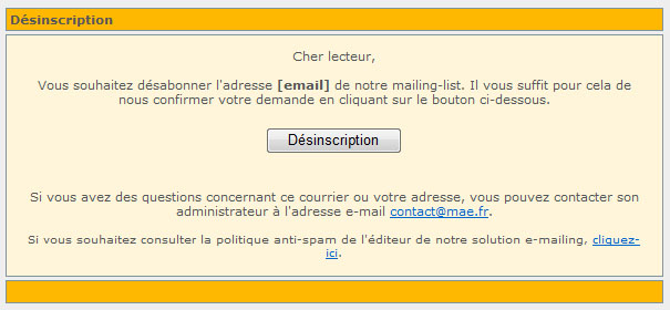 lien de desinscription lettre d'informations adherents