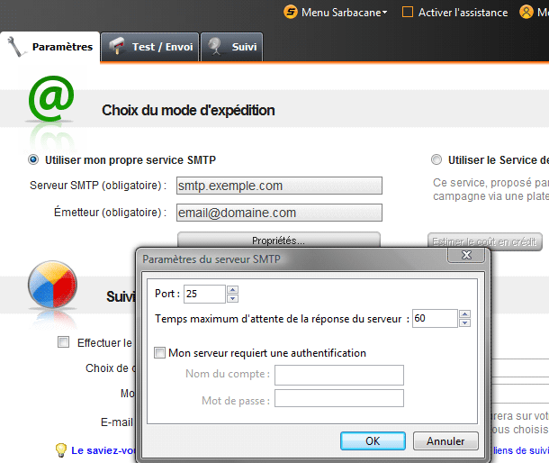 Configuration port SMTP