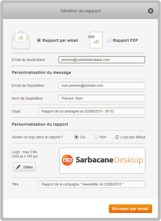 envoyer rapport statistiques email sarbacane