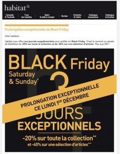 Exemple newsletter urgence Black Friday