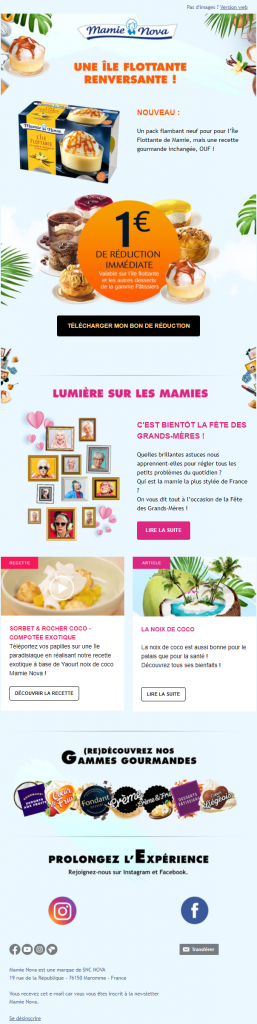 exemple newsletter Mamie Nova