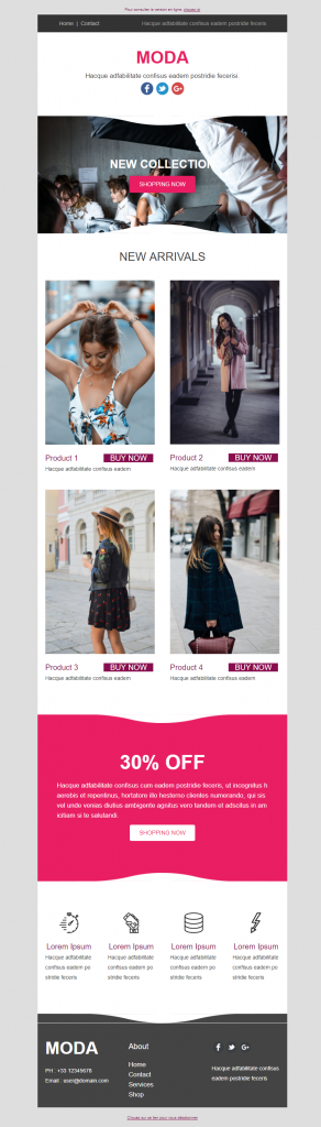 template emailing moda sarbacane