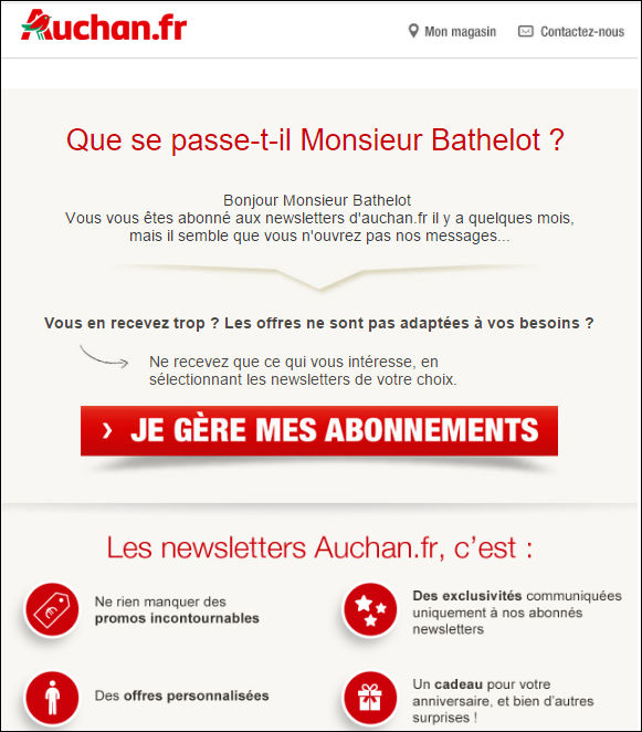 Exemple newsletter Auchan