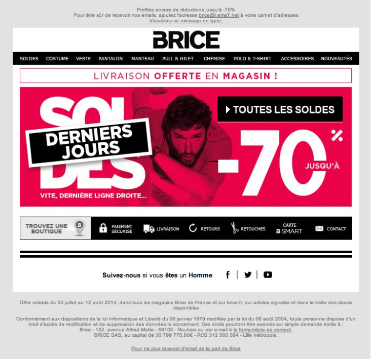 campagne emailing brice soldes
