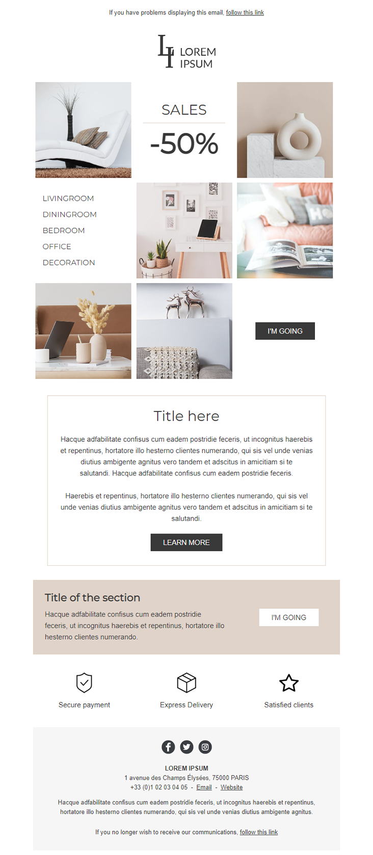 Modèle de newsletter commerce décoration