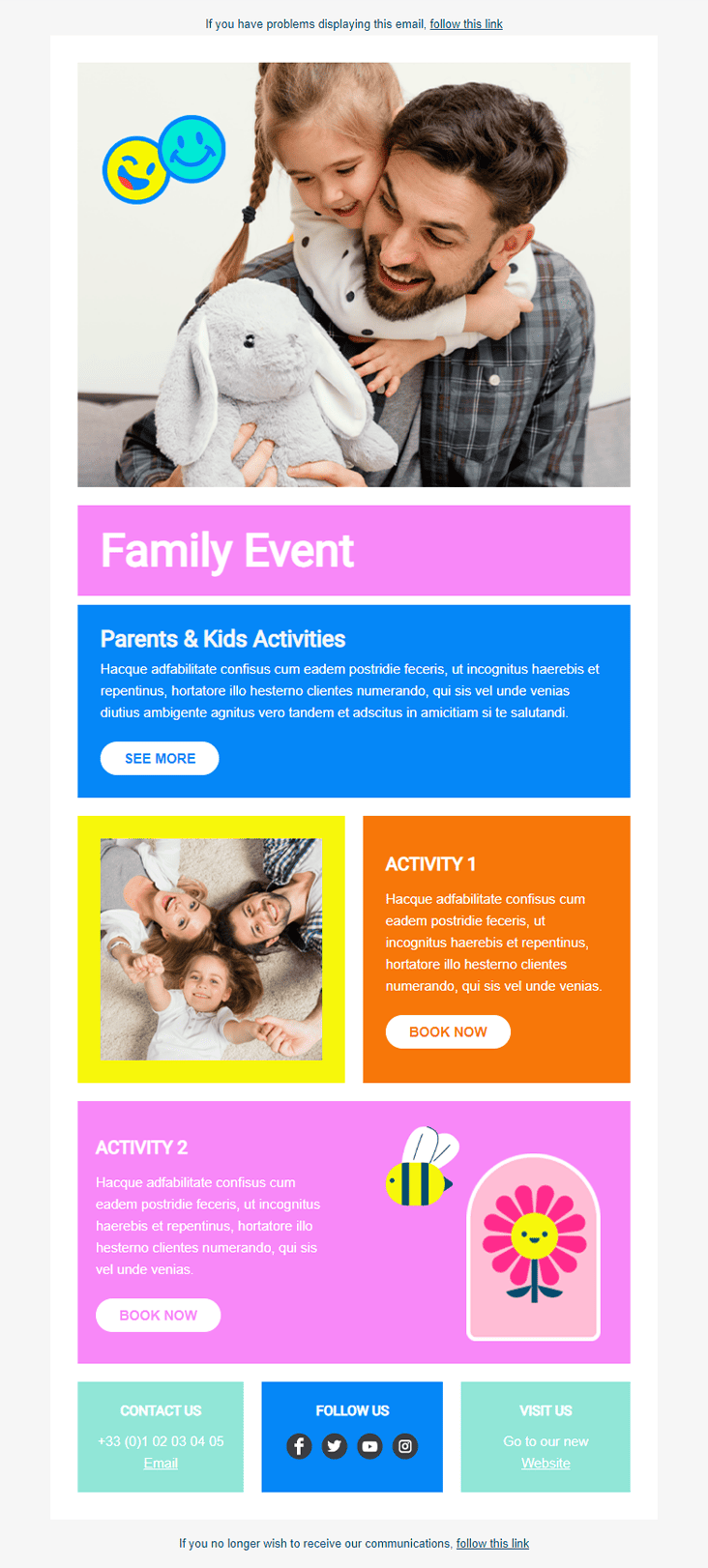 Newsletter événement familial